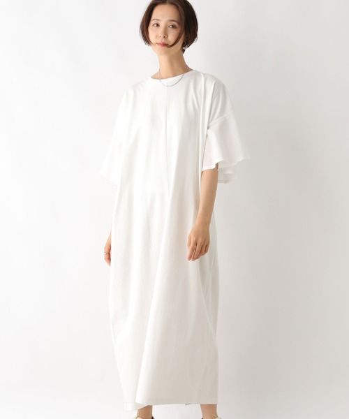 LEPSIM（レプシィム）の「袖布帛切り替えワンピース　127493（ワンピース・レディース・オフホワイト/ブラック/ベージュ・FREE）」の6枚目の写真