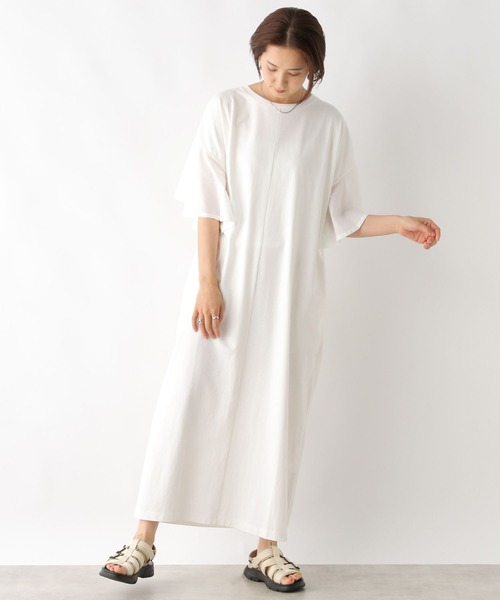 LEPSIM（レプシィム）の「袖布帛切り替えワンピース　127493（ワンピース・レディース・オフホワイト/ブラック/ベージュ・FREE）」の10枚目の写真