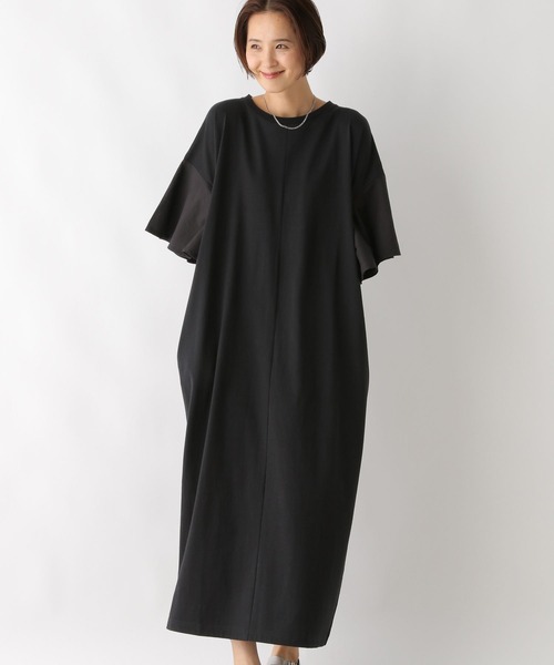 LEPSIM（レプシィム）の「袖布帛切り替えワンピース　127493（ワンピース・レディース・オフホワイト/ブラック/ベージュ・FREE）」の12枚目の写真