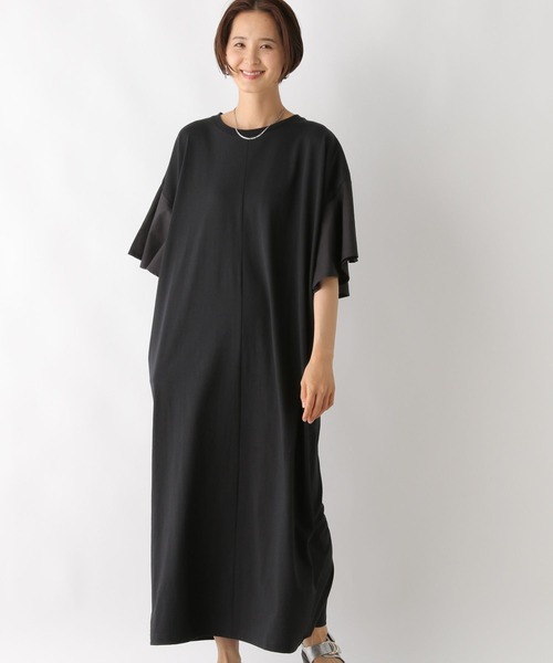 LEPSIM（レプシィム）の「袖布帛切り替えワンピース　127493（ワンピース・レディース・オフホワイト/ブラック/ベージュ・FREE）」の13枚目の写真