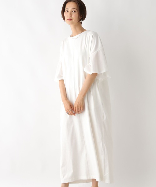 LEPSIM（レプシィム）の「袖布帛切り替えワンピース　127493（ワンピース・レディース・オフホワイト/ブラック/ベージュ・FREE）」の4枚目の写真