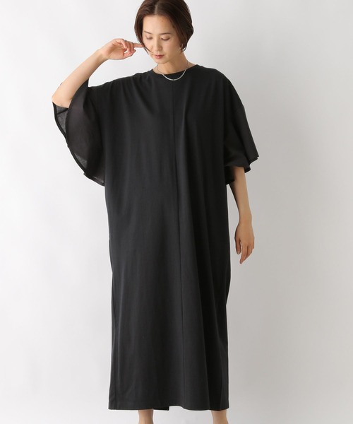 LEPSIM（レプシィム）の「袖布帛切り替えワンピース　127493（ワンピース・レディース・オフホワイト/ブラック/ベージュ・FREE）」の14枚目の写真