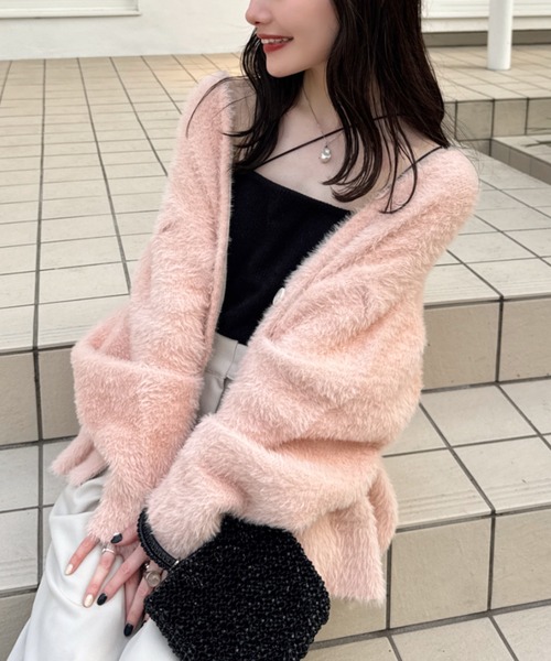 hinari（ヒナリ）の「シャギーニットカーディガン（カーディガン