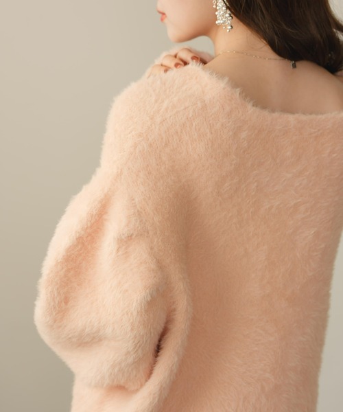 hinari シャギーニットカーディガン　アイボリー hinari（ヒナリ）の「シャギーニットカーディガン（カーディガン