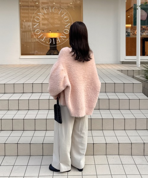 hinari シャギーニットカーディガン　アイボリー hinari カーディガン シャギーニットカーディガン レディース