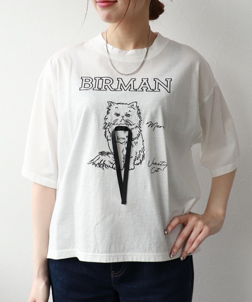 Three Four Time(スリーフォータイム)の「BIRMAN CAT(Tシャツ/カットソー・レディース・ブラック/アイボリー/ブラウン・FREE)」の16枚目の写真