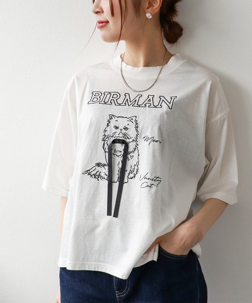 Three Four Time(スリーフォータイム)の「BIRMAN CAT(Tシャツ/カットソー・レディース・ブラック/アイボリー/ブラウン・FREE)」の17枚目の写真