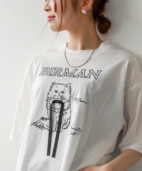 Three Four Time(スリーフォータイム)の「BIRMAN CAT(Tシャツ/カットソー・レディース・ブラック/アイボリー/ブラウン・FREE)」の19枚目の写真