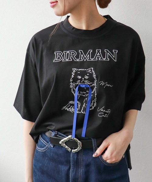 Three Four Time(スリーフォータイム)の「BIRMAN CAT(Tシャツ/カットソー・レディース・ブラック/アイボリー/ブラウン・FREE)」の21枚目の写真