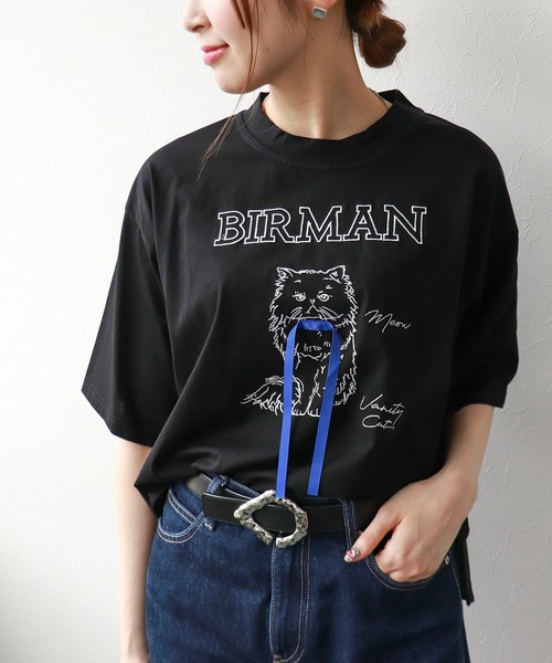 Three Four Time(スリーフォータイム)の「BIRMAN CAT(Tシャツ/カットソー・レディース・ブラック/アイボリー/ブラウン・FREE)」の22枚目の写真