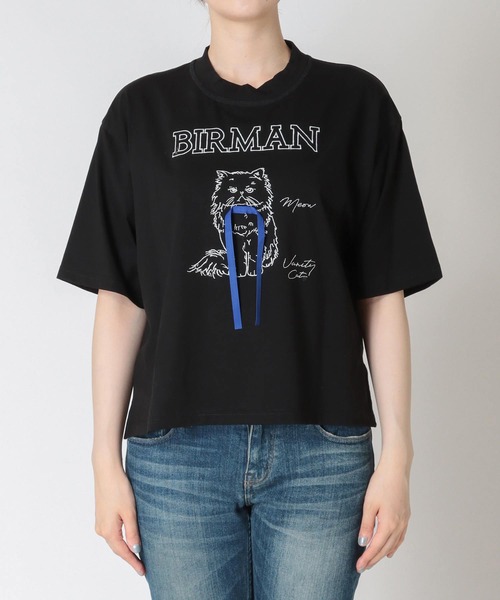 Three Four Time(スリーフォータイム)の「BIRMAN CAT(Tシャツ/カットソー・レディース・ブラック/アイボリー/ブラウン・FREE)」の6枚目の写真