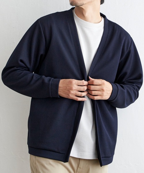 ikka（イッカ）の「パイナップルワンボタンカーディガン（カーディガン/ボレロ・メンズ・ブラック/オリーブ/ネイビー/ベージュ・M/L/XL/S）」の4枚目の写真