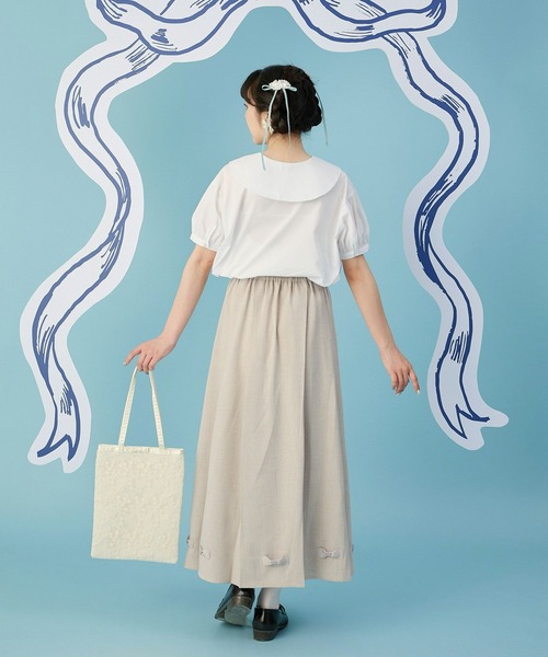 miolite(ミオライト)の「リボン付き プリーツ スカート miolite(スカート・レディース・ベージュ/グレー・M)」の8枚目の写真