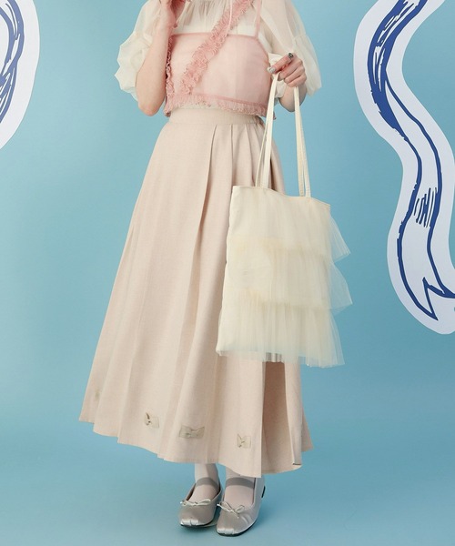 miolite(ミオライト)の「リボン付き プリーツ スカート miolite(スカート・レディース・ベージュ/グレー・M)」の10枚目の写真