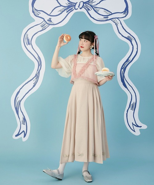 miolite(ミオライト)の「リボン付き プリーツ スカート miolite(スカート・レディース・ベージュ/グレー・M)」の13枚目の写真