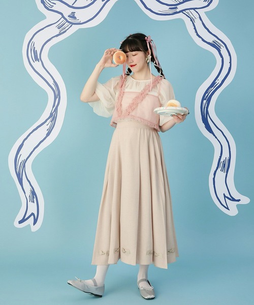 miolite(ミオライト)の「リボン付き プリーツ スカート miolite(スカート・レディース・ベージュ/グレー・M)」の14枚目の写真