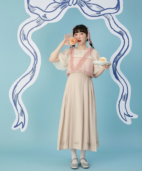 miolite(ミオライト)の「リボン付き プリーツ スカート miolite(スカート・レディース・ベージュ/グレー・M)」の15枚目の写真