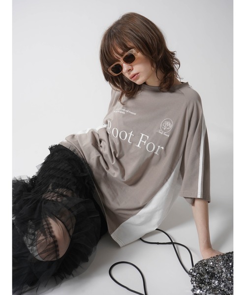 :ETHROF(イーサオブ)の「UNIFORM T-SHIRT(Tシャツ/カットソー・レディース・ベージュ/ネイビー・FREE)」の2枚目の写真