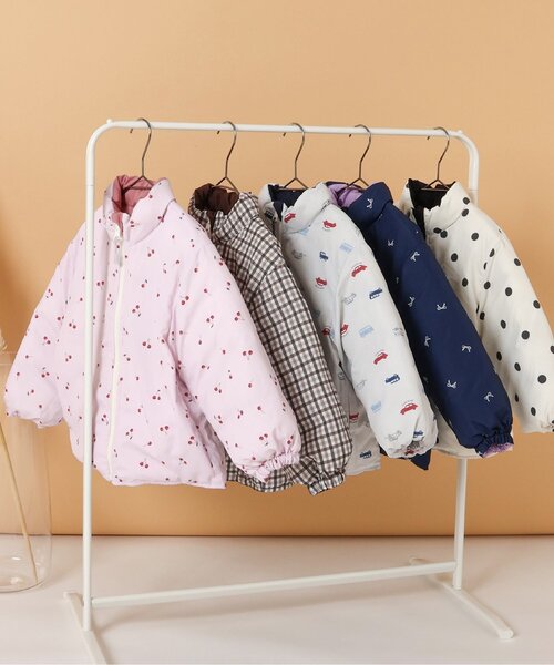 apres les cours（アプレレクール）の「バラエティリバーシブル中綿ジャケット_ウォッシャブル（ダウンジャケット/コート・キッズ・ラベンダー/ネイビー/ブラウン/ピンク/ブラック・80/90/100/110/120/130/140）」の22枚目の写真