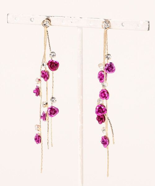 セール】ローズフラワータッセルピアス（ピアス（両耳用））｜Coo+i  
