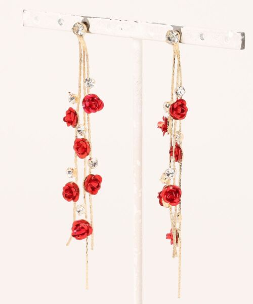 セール】ローズフラワータッセルピアス（ピアス（両耳用））｜Coo+i  