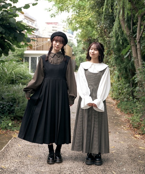 INTER FACTORY(インターファクトリー)の「mero - 前後2wayプリーツジャンパースカート made in INTER FACTORY(ジャンパースカート・レディース・ブラック/ブラウン・FREE)」の20枚目の写真