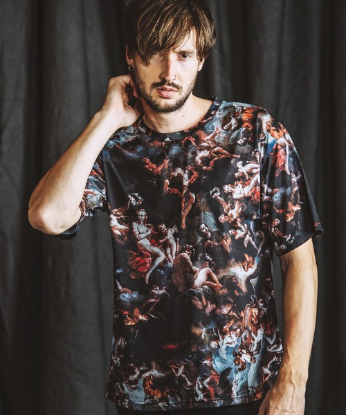NO ID.（ノーアイディ）の「【NO ID.】Mural Print Big T-Shirt / Mural プリント ビッグ Tシャツ（Tシャツ/カットソー・メンズ・その他/ブラック・ONE SIZE）」の2枚目の写真