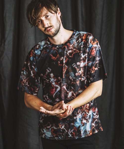 NO ID.（ノーアイディ）の「【NO ID.】Mural Print Big T-Shirt / Mural プリント ビッグ Tシャツ（Tシャツ/カットソー・メンズ・その他/ブラック・ONE SIZE）」の3枚目の写真
