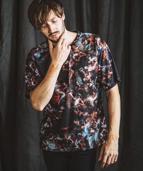 NO ID.（ノーアイディ）の「【NO ID.】Mural Print Big T-Shirt / Mural プリント ビッグ Tシャツ（Tシャツ/カットソー・メンズ・その他/ブラック・ONE SIZE）」の4枚目の写真