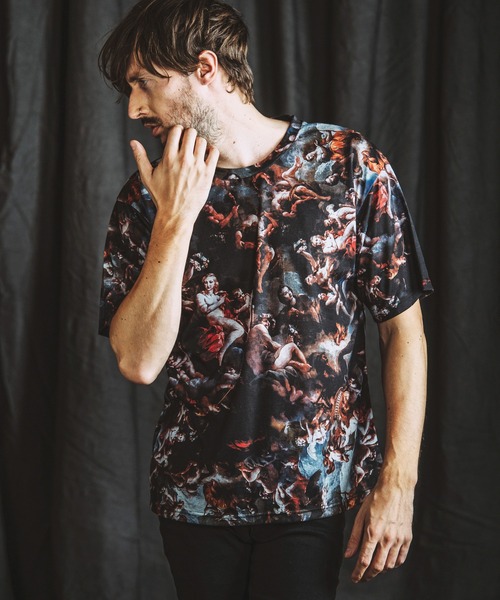 NO ID.（ノーアイディ）の「【NO ID.】Mural Print Big T-Shirt / Mural プリント ビッグ Tシャツ（Tシャツ/カットソー・メンズ・その他/ブラック・ONE SIZE）」の5枚目の写真