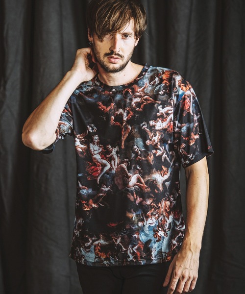 NO ID.（ノーアイディ）の「【NO ID.】Mural Print Big T-Shirt / Mural プリント ビッグ Tシャツ（Tシャツ/カットソー・メンズ・その他/ブラック・ONE SIZE）」の6枚目の写真
