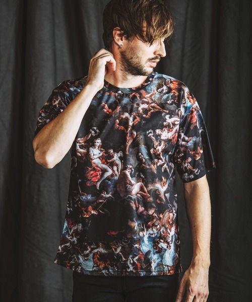 NO ID.（ノーアイディ）の「【NO ID.】Mural Print Big T-Shirt / Mural プリント ビッグ Tシャツ（Tシャツ/カットソー・メンズ・その他/ブラック・ONE SIZE）」の7枚目の写真