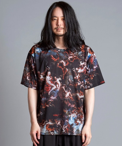 NO ID.（ノーアイディ）の「【NO ID.】Mural Print Big T-Shirt / Mural プリント ビッグ Tシャツ（Tシャツ/カットソー・メンズ・その他/ブラック・ONE SIZE）」の18枚目の写真