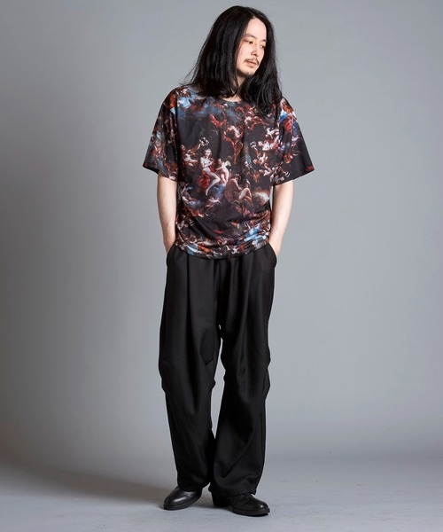 NO ID.（ノーアイディ）の「【NO ID.】Mural Print Big T-Shirt / Mural プリント ビッグ Tシャツ（Tシャツ/カットソー・メンズ・その他/ブラック・ONE SIZE）」の21枚目の写真