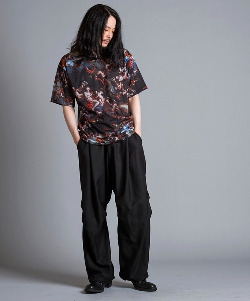 NO ID.（ノーアイディ）の「【NO ID.】Mural Print Big T-Shirt / Mural プリント ビッグ Tシャツ（Tシャツ/カットソー・メンズ・その他/ブラック・ONE SIZE）」の22枚目の写真
