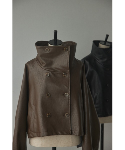 BLACK BY MOUSSY(ブラックバイマウジー)の「fake leather wide blouson(フェイクレザーワイドブルゾン)(ブルゾン・レディース・ブラウン/ブラック・FREE)」の2枚目の写真