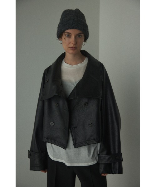 BLACK BY MOUSSY(ブラックバイマウジー)の「fake leather wide blouson(フェイクレザーワイドブルゾン)(ブルゾン・レディース・ブラウン/ブラック・FREE)」の1枚目の写真