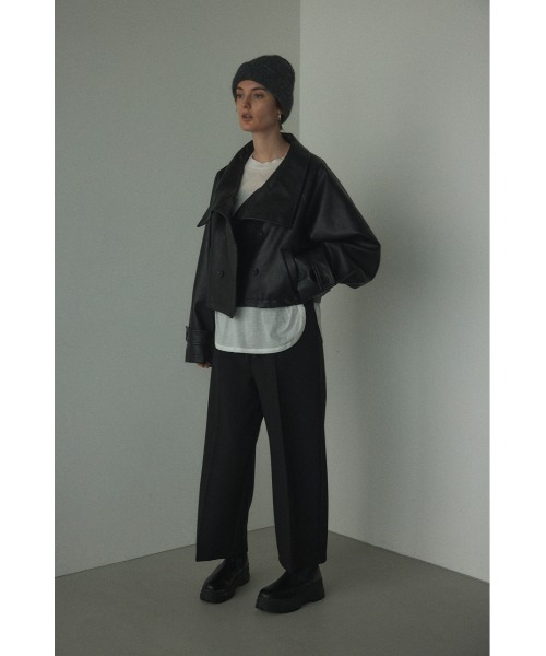 BLACK BY MOUSSY(ブラックバイマウジー)の「fake leather wide blouson(フェイクレザーワイドブルゾン)(ブルゾン・レディース・ブラウン/ブラック・FREE)」の10枚目の写真