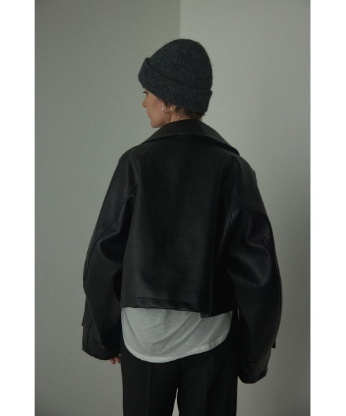 BLACK BY MOUSSY(ブラックバイマウジー)の「fake leather wide blouson(フェイクレザーワイドブルゾン)(ブルゾン・レディース・ブラウン/ブラック・FREE)」の7枚目の写真