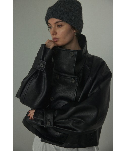 BLACK BY MOUSSY(ブラックバイマウジー)の「fake leather wide blouson(フェイクレザーワイドブルゾン)(ブルゾン・レディース・ブラウン/ブラック・FREE)」の5枚目の写真
