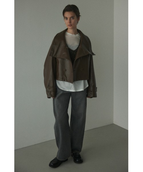 BLACK BY MOUSSY(ブラックバイマウジー)の「fake leather wide blouson(フェイクレザーワイドブルゾン)(ブルゾン・レディース・ブラウン/ブラック・FREE)」の22枚目の写真