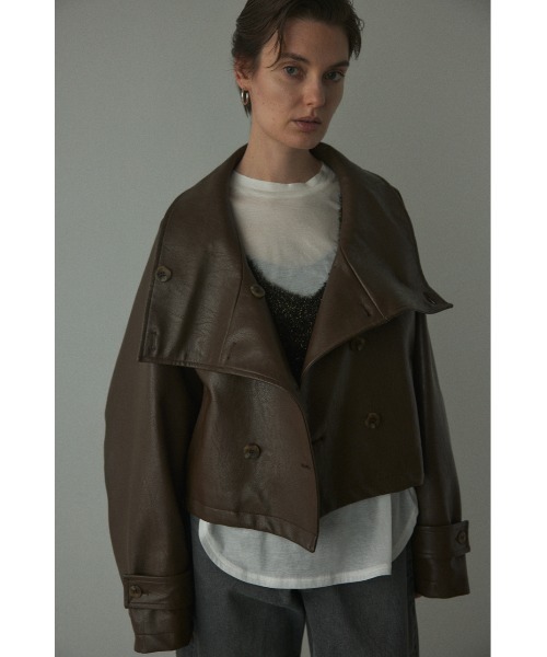 BLACK BY MOUSSY(ブラックバイマウジー)の「fake leather wide blouson(フェイクレザーワイドブルゾン)(ブルゾン・レディース・ブラウン/ブラック・FREE)」の21枚目の写真