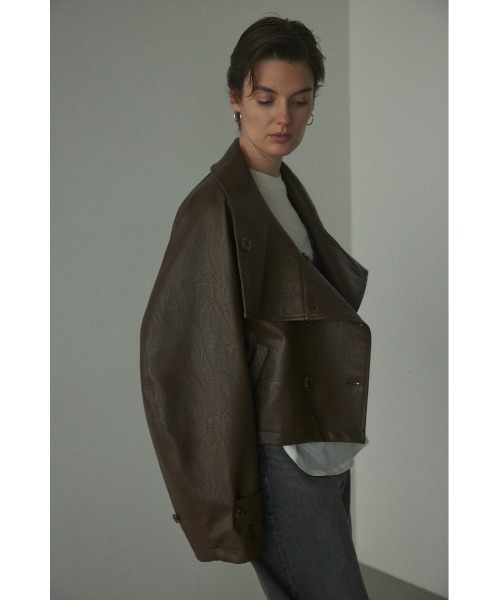 BLACK BY MOUSSY(ブラックバイマウジー)の「fake leather wide blouson(フェイクレザーワイドブルゾン)(ブルゾン・レディース・ブラウン/ブラック・FREE)」の20枚目の写真