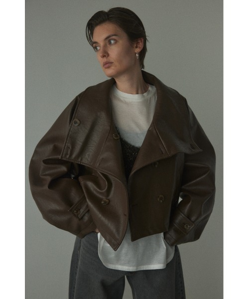 BLACK BY MOUSSY(ブラックバイマウジー)の「fake leather wide blouson(フェイクレザーワイドブルゾン)(ブルゾン・レディース・ブラウン/ブラック・FREE)」の19枚目の写真