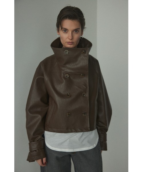 BLACK BY MOUSSY(ブラックバイマウジー)の「fake leather wide blouson(フェイクレザーワイドブルゾン)(ブルゾン・レディース・ブラウン/ブラック・FREE)」の18枚目の写真