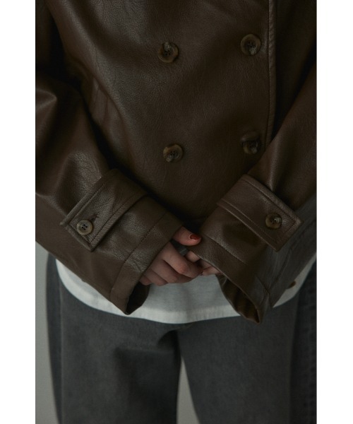 BLACK BY MOUSSY(ブラックバイマウジー)の「fake leather wide blouson(フェイクレザーワイドブルゾン)(ブルゾン・レディース・ブラウン/ブラック・FREE)」の14枚目の写真