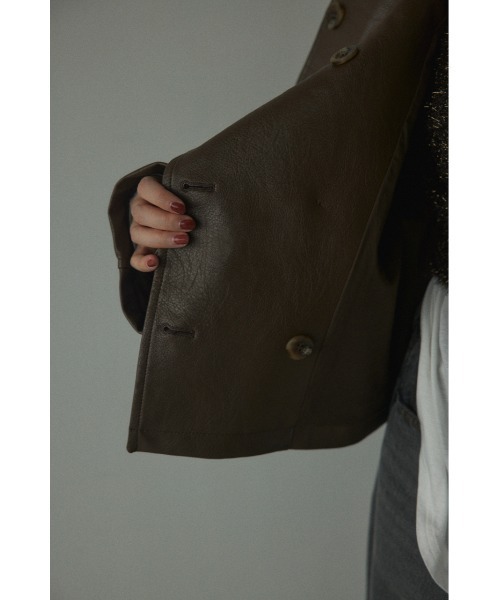 BLACK BY MOUSSY(ブラックバイマウジー)の「fake leather wide blouson(フェイクレザーワイドブルゾン)(ブルゾン・レディース・ブラウン/ブラック・FREE)」の13枚目の写真