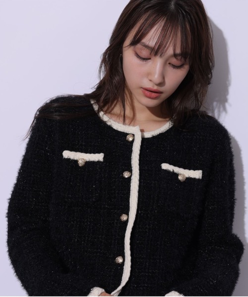 (美品)定価17600円Rirandture シャイニーツイードニットジャケット Rirandture（リランドチュール）の「シャイニーツイードニット