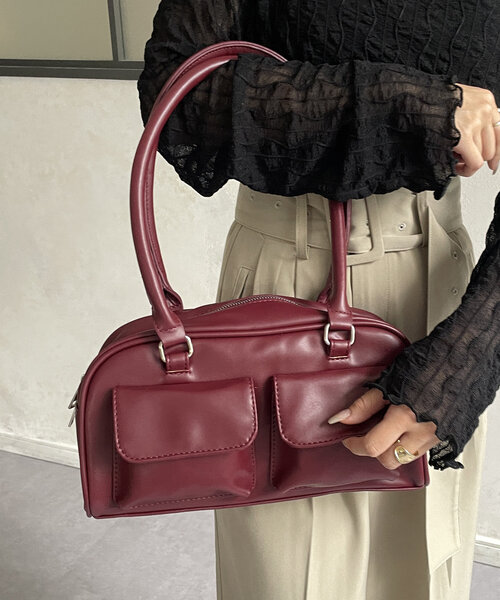 Thevon（ゼボン）の「アウトポケットハンドルトート（ボストンバッグ・レディース・ブラック/ブラウン/レッド系その他・FREE）」の10枚目の写真