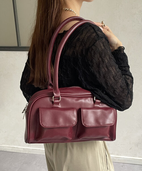 Thevon（ゼボン）の「アウトポケットハンドルトート（ボストンバッグ・レディース・ブラック/ブラウン/レッド系その他・FREE）」の9枚目の写真